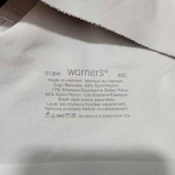 Warner's Bra Womens 40C Underwire Full Coverage Adjustable Strap Beige Polka Dot - Picture 9 of 9